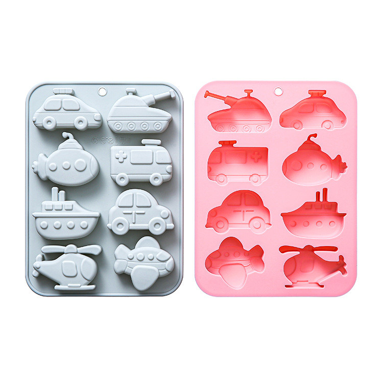 8 Khoang Giao Thông Khác Nhau Chủ Đề Vận Chuyển Khuôn Silicon Xe Tăng Máy Bay Sô Cô La Khay Đá Bánh Quy Khuôn Làm Bánh DIY- * * -