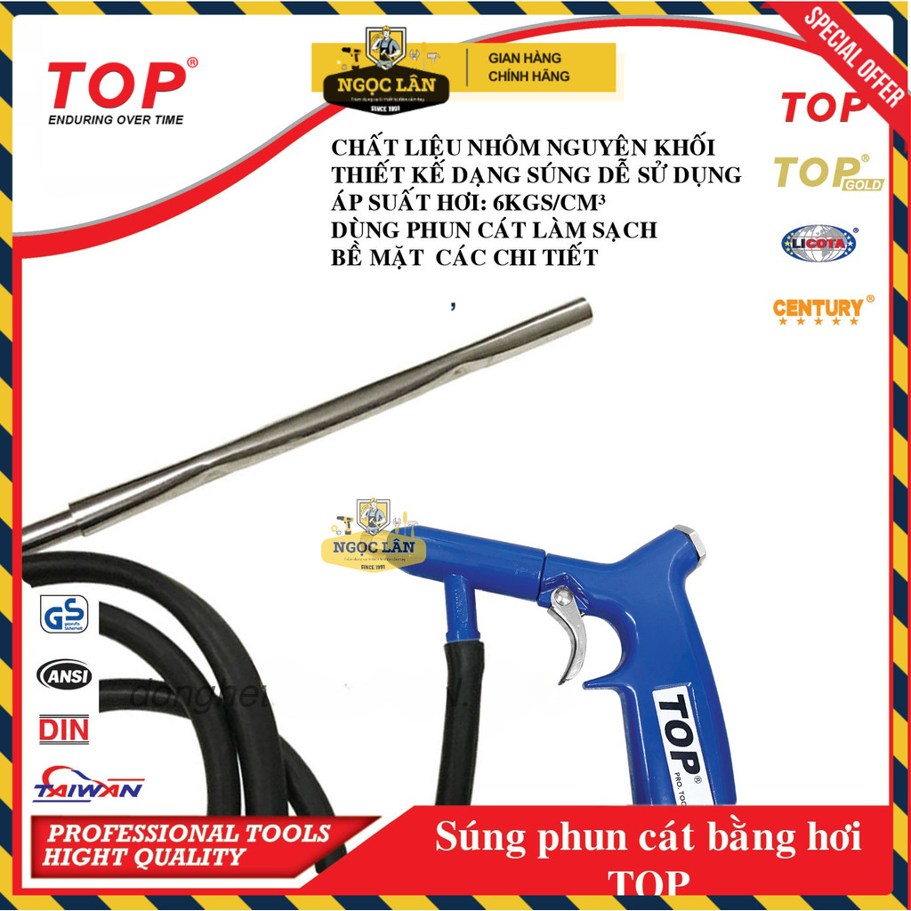 [Chính hãng TOP]  Dụng cụ phun cát dùng hơi khí nén TOP PAP-D038 hàng Đài Loan cao cấp