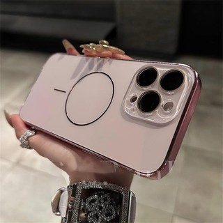 Ốp điện thoại di động hút từ tính mạ điện sang trọng cho iPhone16 15 14 13 12 11 Pro Max bảo vệ camera chống sốc chống rơi mặt sau cứng