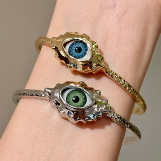 Thẩm mỹ phóng đại Retro Devil 's Eye Kết cấu kim loại Vòng tay Vòng tay mắt