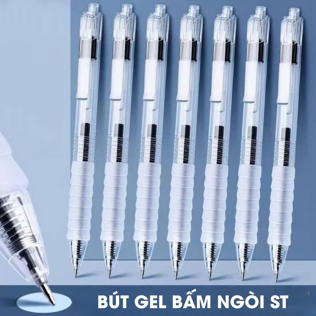 Bút Bấm Gel ST 0.5mm Đa Năng - Bút Mực Nước Viết Trơn, Nét Đều, Viết Êm Tay Phù Hợp CHo Học Sinh, SInh Viên