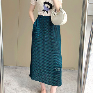 Miyake Xếp Ly Vàng Hồng Sáng Bóng Váy Nữ Mùa Hè Phong Cách Mới Cao Cấp Handmade Xếp Ly Cao Cấp Eo Ôm Hơn Nhìn Váy Dài