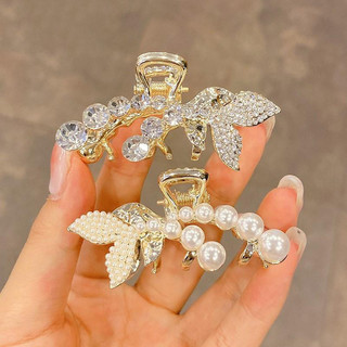 Ngọt Ngào Đuôi Cá Nửa Tie Tóc Nữ Cao Cấp Kim Cương Giả Ngọc Trai Tóc Mũ Đội Đầu