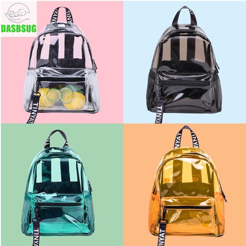 DASBSUG Nữ Ba Lô PVC Trong Suốt Du Lịch Trường Sách Daypack Ba Lô Cho Thiếu Niên Bé Gái