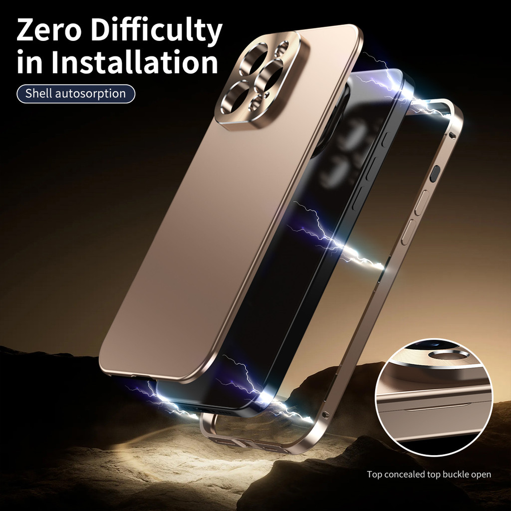 Ốp Điện Thoại Khung Kim Loại Nhôm Sang Trọng Cho Iphone 17 16 15 Pro Max 16ProMax Khung Kim Loại PC Mặt Sau Chống Sốc Vỏ Điện Thoại