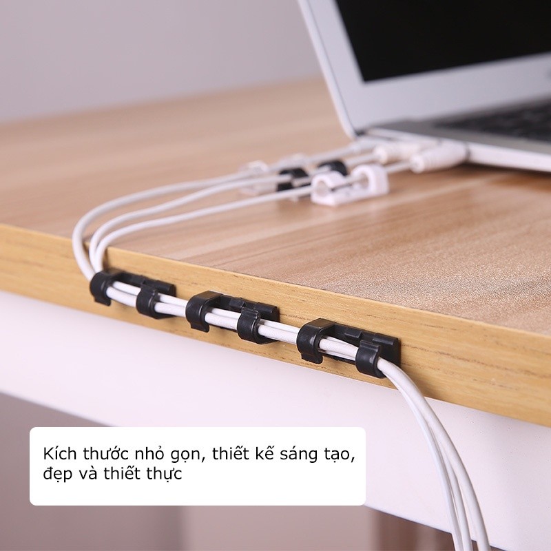 Bộ 16/ 20 Nẹp Dán Tường Cố Định Dây Điện Chống Rối, Kẹp Giữ Dây Cáp Sạc Có Keo Dán 3M FE123