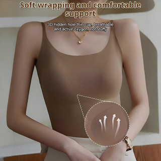 『 Brelira 』 Áo hai dây giảm béo bằng lụa băng có miếng lót ngực Làm đẹp lưng mùa hè Áo bể mặc bên trong và bên ngoài không dấu vết