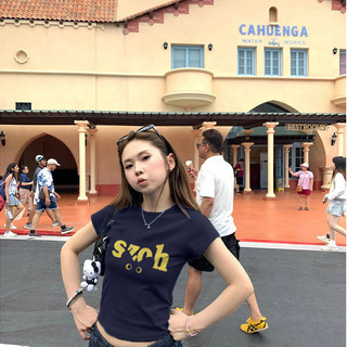 áo baby tee ôm body Xanh tím than mùa hè áo girl phố xinh style  áo phông nữ cotton 100% Eleclassm