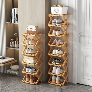 Giá để giày bằng gỗ có thể gập lại-Bộ lưu trữ nhiều lớp cửa gia đình, Tiết kiệm không gian, Lắp đặt dễ dàng, Bền ổn định, Màu gỗ tự nhiên, Thêm ấm áp tại nhà