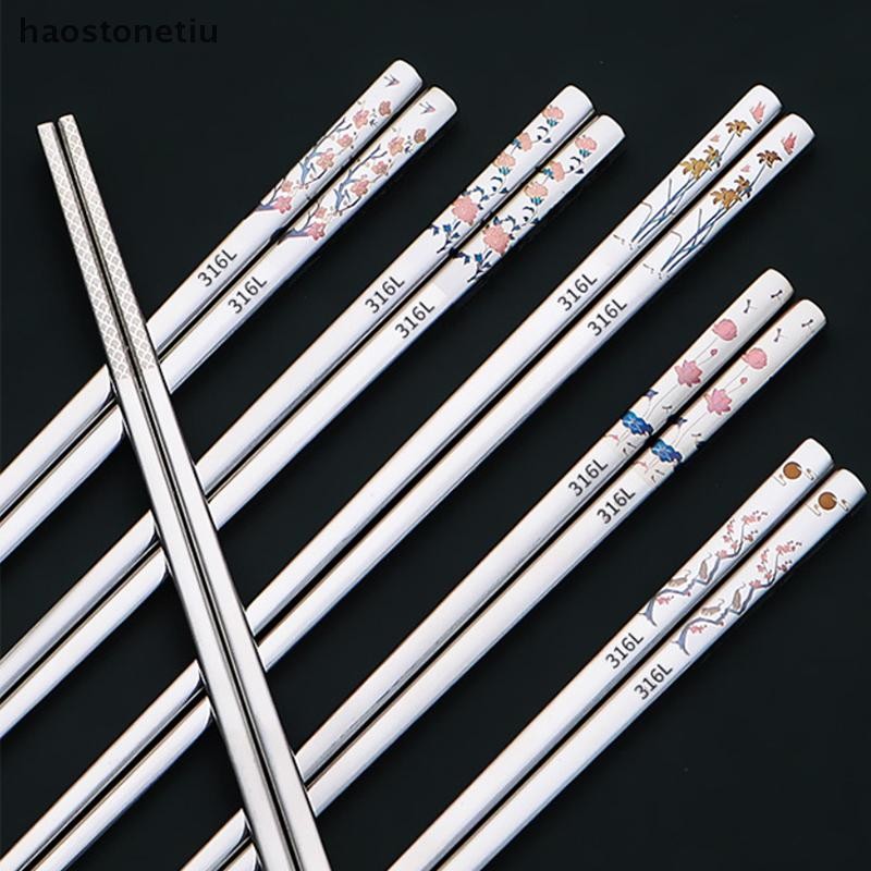 HA Nhật Bản Chống Trơn Trượt Đũa Inox 316 Que Thực Phẩm Thức Ăn Nhanh Mì Sushi Đũa Máy Rửa Bát An Toàn Bộ Đồ Ăn Thanh n