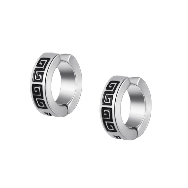 Kẹp xương tai họa tiết lưng bằng thép titan độc đáo - Bông tai không lỗ thời trang