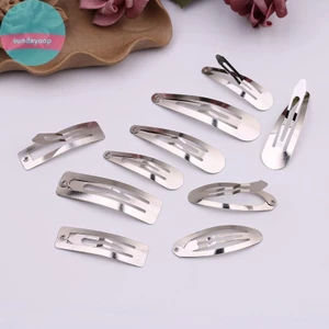 Sund 50 Chiếc Đơn Giản Kim Loại Kẹp Tóc Bạc Vàng Đen BB Phụ Kiên Tự Làm Handmade Cho Bé Gái