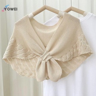 YOWEI Nữ Dệt Kim Ấm Khăn Choàng Cổ Trơn Bảo Vệ Áo Vai Cổ Giả Mùa Hè Điều Hòa Ngoài Tháp VN