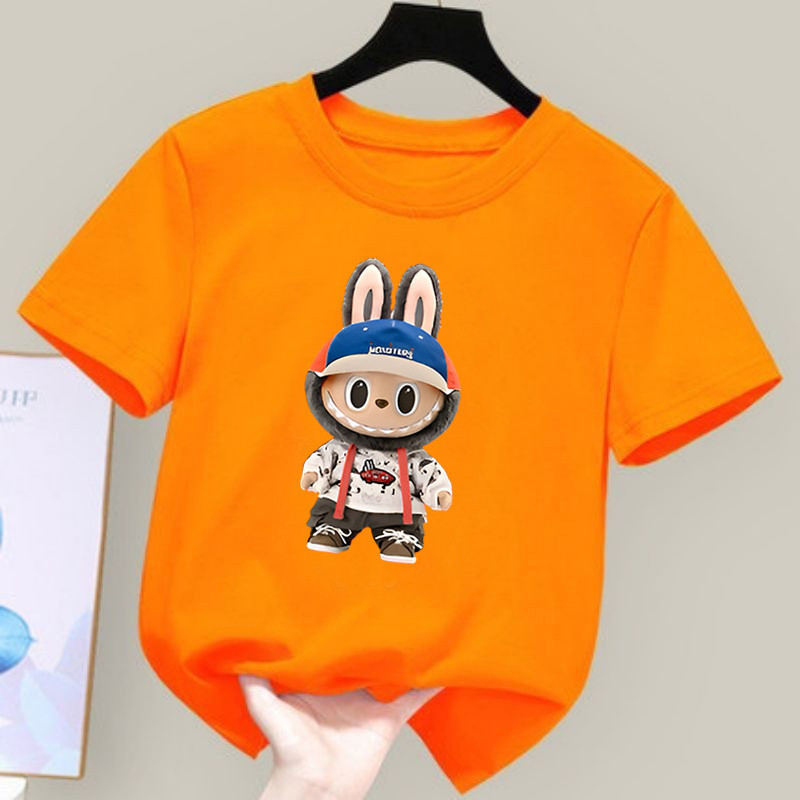 Dễ Thương Labubububu Boo Hoạt Hình Áo Thun Trẻ Em Vải Thiết Kế Vui Nhộn Cho Bé Trai Bé Gái Mùa Hè Mặc Thường Ngày