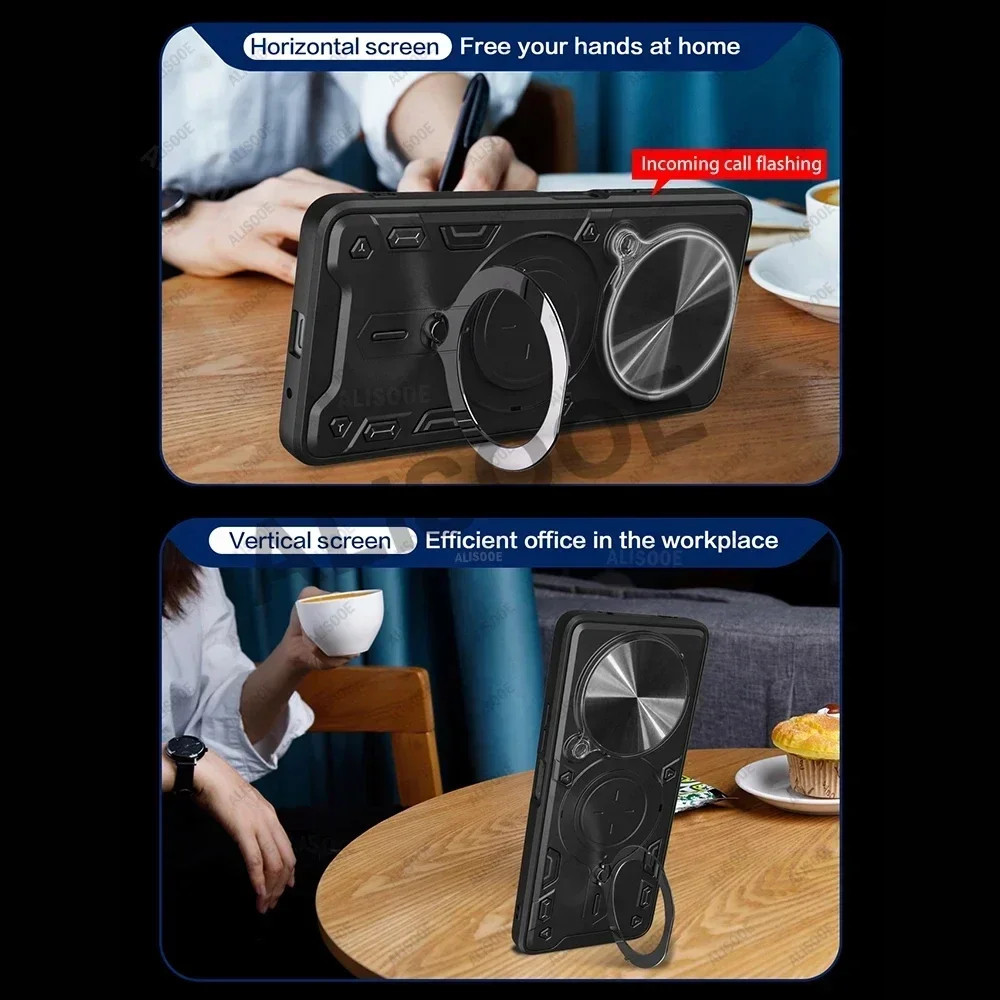 Trượt Camera Funda Cho ZTE Nubia Focus Blade A75 5G Ốp Lưng Vòng Từ Tính Đứng Bảo Vệ Dành Cho ZTE Blade V60 Smart Capa
