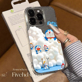Ins Hàn Quốc Phim Hoạt Hình Dễ Thương Doremon Lấp Lánh Bling Vỏ Cho iPhone 11 16 16E 15 14 13 12 Pro Xs Max XR X 7 8 6 Plus SE Vỏ Điện Thoại TPU Mềm Vỏ Bảo Vệ Chống Sốc Ốp Lưng Trong Suốt