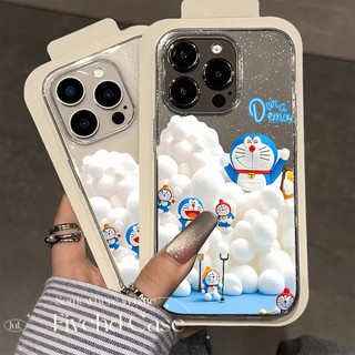 Ins Hàn Quốc Phim Hoạt Hình Dễ Thương Doremon Lấp Lánh Bling Vỏ Cho iPhone 11 16 16E 15 14 13 12 Pro Xs Max XR X 7 8 6 Plus SE Vỏ Điện Thoại TPU Mềm Vỏ Bảo Vệ Chống Sốc Ốp Lưng Trong Suốt