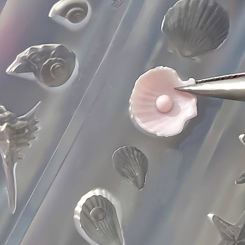 Wellb Silicone Móng Tay Nghệ Thuật Khuôn Phụ Kiện Khuôn Móng Tay Khuôn Trang Trí Biển Series Kết Cấu Silicon Hoàn Hảo Cho Nhiều Móng Tay Ty