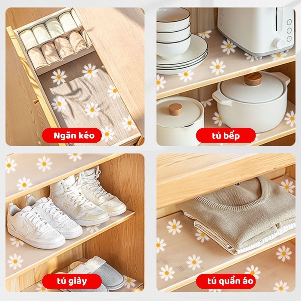 Tấm lót tủ giày, tủ bếp chất liệu EVA dày dặn chống bám bẩn, Tấm lót ngăn kéo chống thấm nước