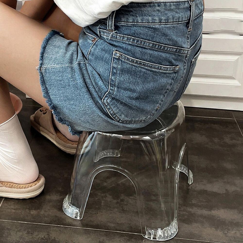 Ghế đẩu nhựa trong suốt Dinohome chống trượt chất liệu Acrylic cứng cáp, Ghế kê chân tiện lợi