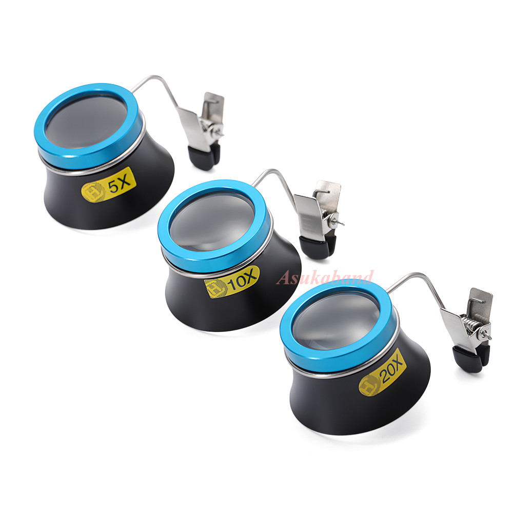 Bộ công cụ kính lúp mắt 5X 10X 20X, ống kính phóng đại kẹp mắt, kính lúp di động cho thợ kim hoàn, bộ dụng cụ sửa chữa đồng hồ, máy làm đồng hồ