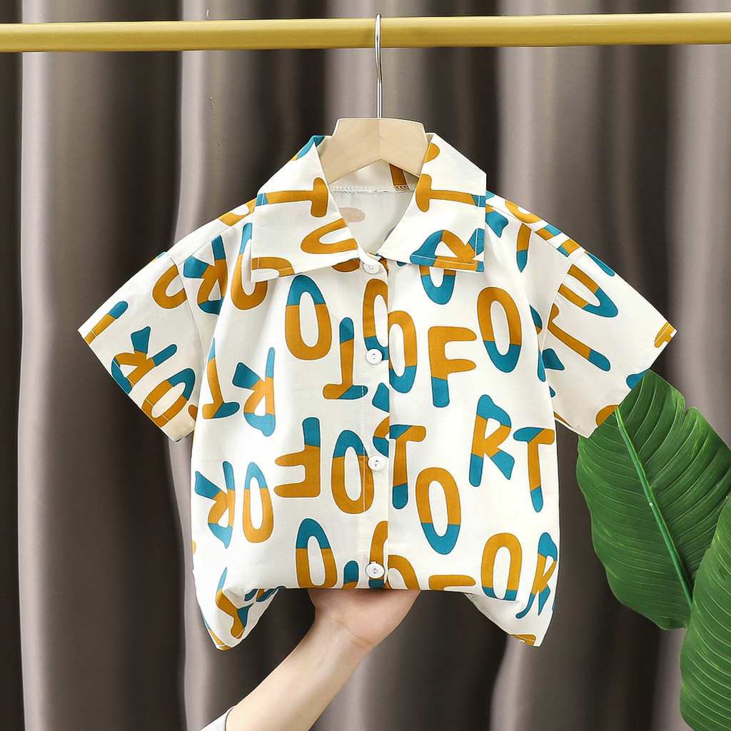 ​Trẻ Em Nguyên Chất Áo Sơ Mi Cotton Ngắn Tay Mùa Hè Mỏng Phong Cách Bé Trai Bé Gái Áo Cardigan Thoáng Khí POLO Top 8O-160​Mã SHTD