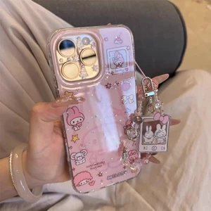 Ốp điện thoại Star Melody màu hồng dễ thương phù hợp cho iPhone 16 15 14 13 Pro Max chống sốc bảo vệ camera chống rơi mặt sau cứng