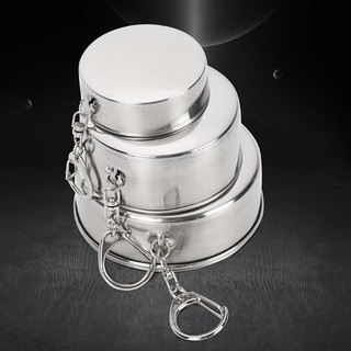 Cốc gấp bằng thép không gỉ HA - Cốc uống nước tiện lợi cho du lịch với khả năng gập lại và móc khóa