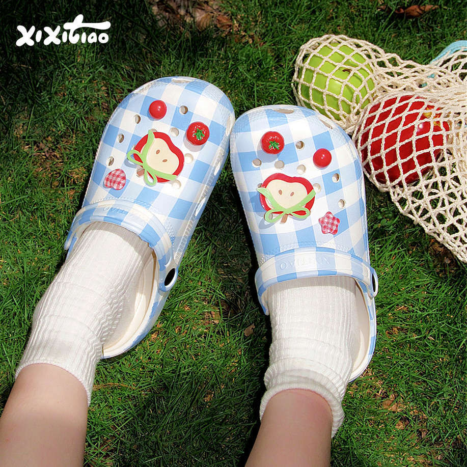 XIXITIAO Dép Mùa Hè Nữ Dép Dép Sinh Viên Hoạt Hình Dễ Thương Ngoài Trời Giày Sandal Đi Biển
