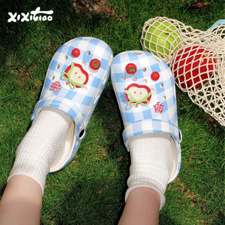 XIXITIAO Dép Lê Nữ, Làn Da Rám Nắng Mùa Hè, Họa Tiết Quả Táo Đỏ Dễ Thương, Thích Hợp Đi Biển