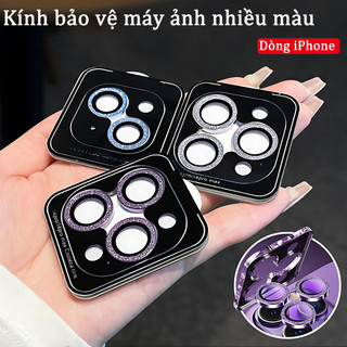 Miếng dán camera iPhone lấp lánh nhiều màu, chống trầy – Dành cho iPhone 17 16 15 14 13 12 11 Pro Max 11 12 13 mini
