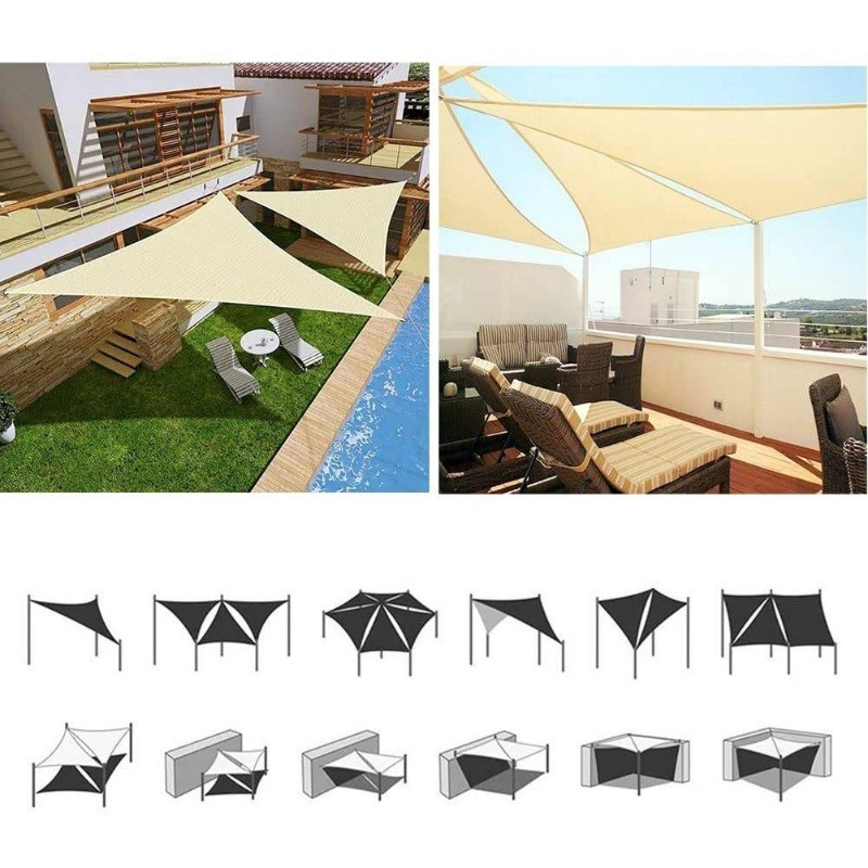 Vải che nắng，Bạt vải hình tam giác，Lưới Che Nắng Tam Giác，Dễ dàng cài đặt，Chặn 95% tia UV