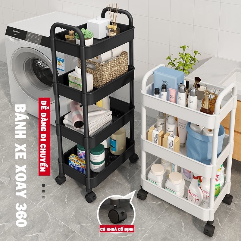 Kệ đựng đồ xe đẩy nhiều tầng Kệ Đựng Đồ Đa Năng Có Bánh Xe Đẩy Chuyên Dụng Chất Liệu Nhựa Cao Cấp-BB