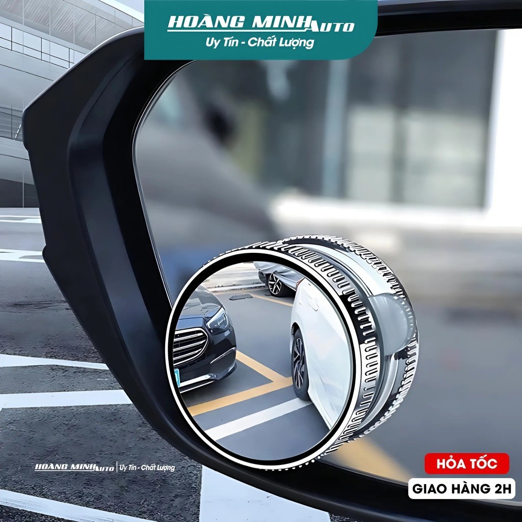 Bộ 2 gương cầu lồi đế hút chân không xoay 360 độ xóa điểm mù gắn kính ô tô