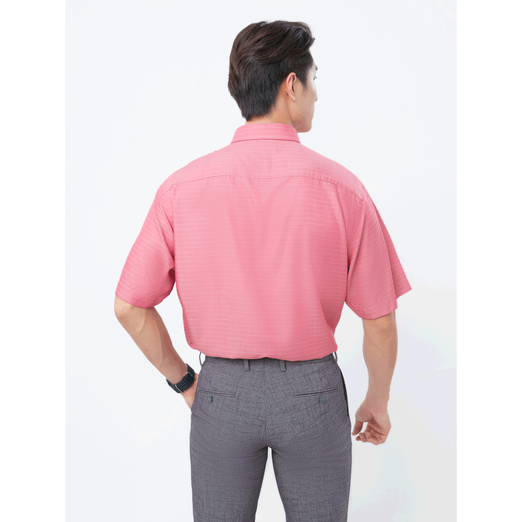 Sơ mi tay ngắn lai ngang VIETTIEN SMART CASUAL vải sợi Hoa hồng phom REGULAR VT00000373