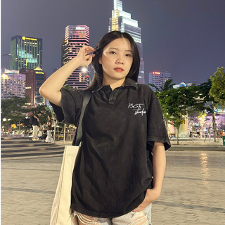 Áo Thun Wash Polo Chữ Ký Bii CiTY Cổ Bẻ Bii Shop Vải Cotton Form Rộng Nam Nữ Unisex.