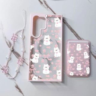 3 Chiếc Hoa Hồng Họa Tiết Chó Con Ví Dành Cho Samsung s25 s25plus ultra Case Girly S23 S23Plus s23fe s24 s24plus s24ultra Ví Ốp điện thoại