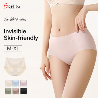 『 Brelira 』 Quần Lót Lụa Băng Giữa Eo Liền Mạch Kiểm Soát Bụng Nâng Hông Thoáng Khí ​​Quần lót​​ Quần Đùi Nữ