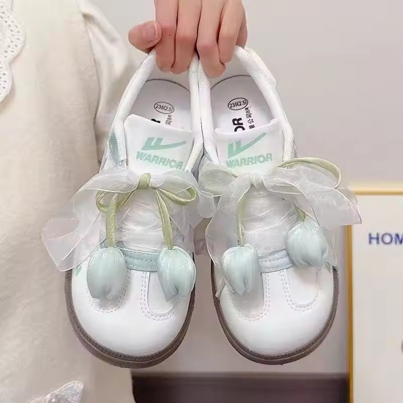 [GuuDuu] Dây buộc tóc hoa thủ công - Tulip Flower Bud Ribbon Charm - Thắt nơ cổ bé gái - Phụ kiện tóc Hàn Quốc - Túi treo quần áo - Trang trí gói quà