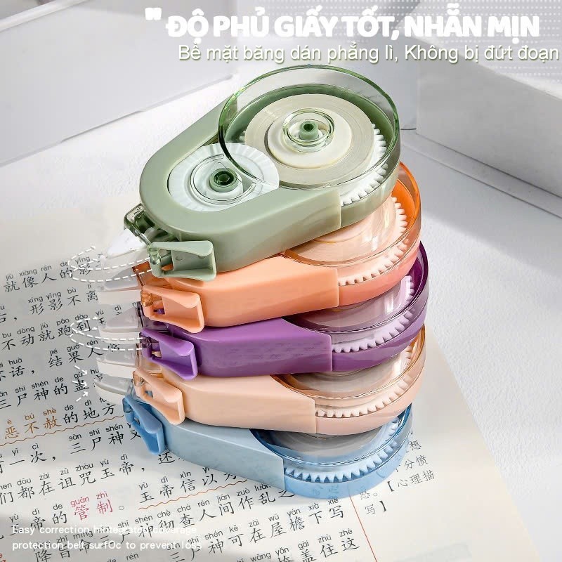 Set 5 Băng Xóa Thiết Kế Hoạt Hình  Văn Phòng Phẩm - Cuộn Băng Keo Xóa Mờ Trong Suốt Sức Chứa Lớn Tiện Dụng