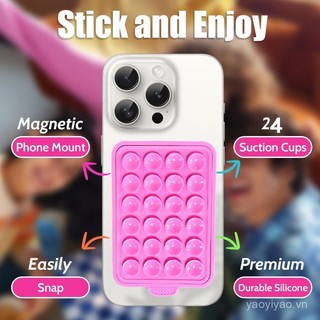 24-Pack Giá đỡ điện thoại silicone từ tính - Giá đỡ selfie đa năng với lực hút mạnh, chống trượt & rảnh tay