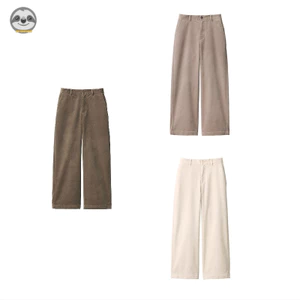 Phong cách Nhật Bản Muji Style / Quần dây kéo rộng bằng vải nhung siêu nhỏ dành cho nữ / quần thẳng lưng co giãn