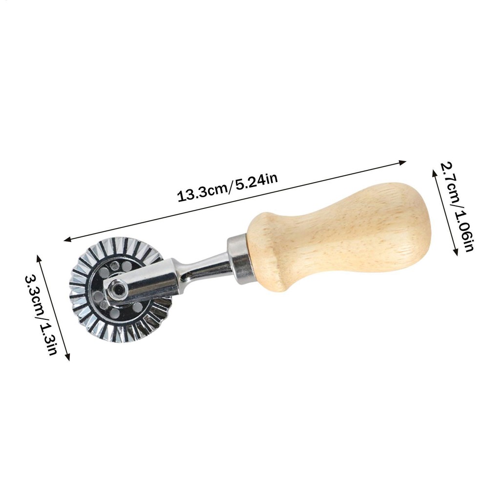 Pastry Wheel Decorator Pastry Cutter with Wooden Handle Groove Design Sturdy and Durable Ravioli Crimper Cutter gelhvn