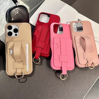 Sang Trọng Kaki Trắng Wrsitband Khe Cắm Thẻ Túi Da PU Ốp Lưng Điện Thoại iPhone 16Promax 15Promax 12 13 14 Pro Max Chống Sốc Bảo Vệ Toàn Diện Nữ Vỏ Di Động
