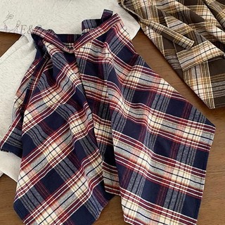 Strongaroetrtomj Nữ ca rô Viền sọc không đều Váy quấn ngắn Váy xếp lớp thời trang và đa năng VN