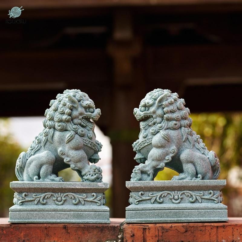 Kohaku 2x Tượng Sư Tử Đá Mini Các Bức Tượng Nhỏ Trang Trí Phong Thủy Trang Trí Bể Cá Cho Kệ Sách Lò Sưởi Văn Phòng Năm Mới
