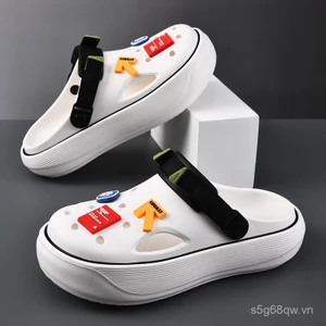 Dép xỏ ngón mùa hè nữ đế dày chống trượt, kín mũi, thoáng khí, chống mùi, tăng chiều cao, bền bỉ, dép bãi biển cho cặp đôi 0616