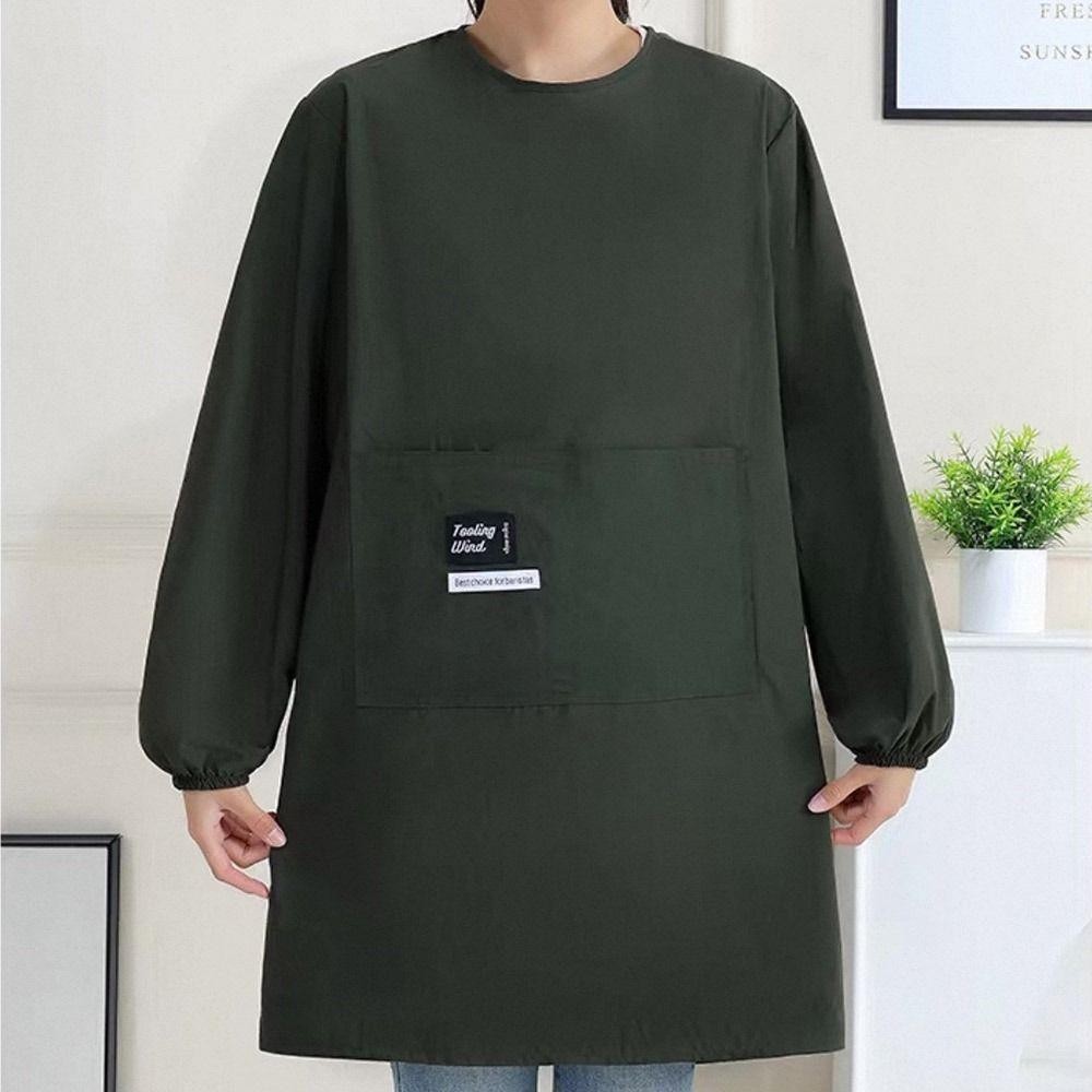 Tạp dề nhà bếp GOODH, Yếm nướng bánh màu trơn chống thấm nước, Tạp dề nhà cà phê dài tay thoáng khí di động cho nhà bếp gia đình