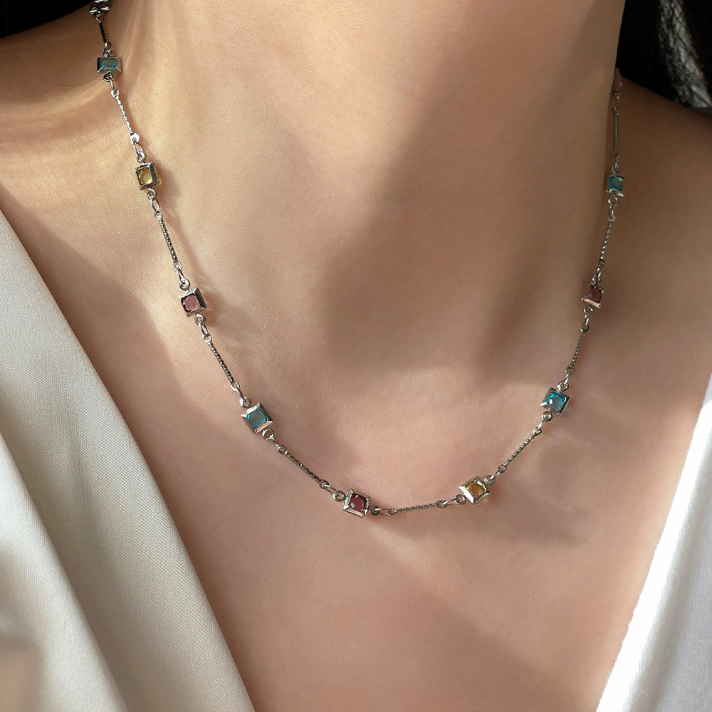 1 / 2 Vòng cổ tối giản tươi mát phong cách Hàn Quốc Nhật Bản - Dây chuyền xương đòn nữ hợp kim kẽm đầy màu sắc thanh lịch thời trang