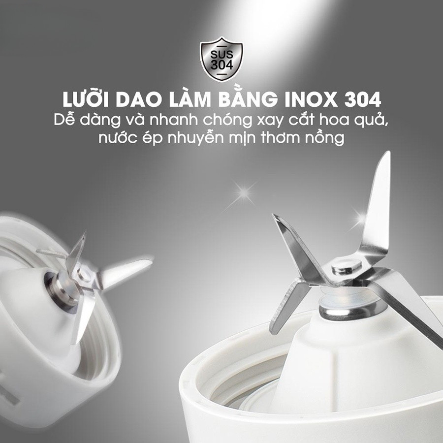 Máy Xay Sinh Tố Cầm Tay 0.4L Bear LLJ-C04W1 (BL-4H04M) - 150W, 2 Cối Xay Đá Viên - Hàng Chính Hãng